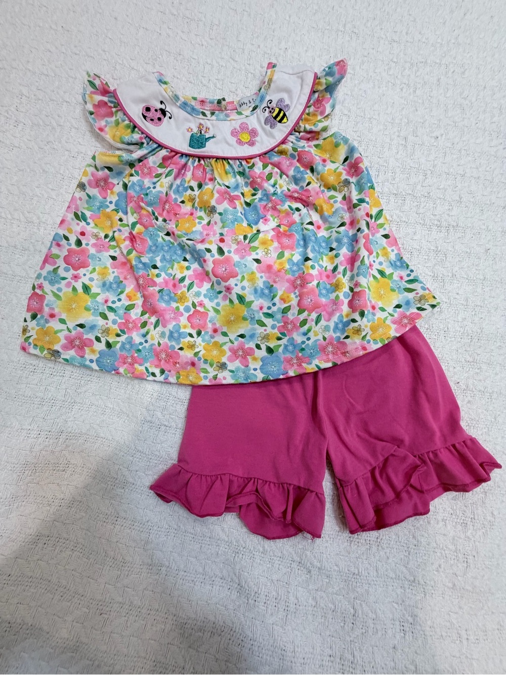 Girls Floral Ruffle Set withPink Shorts